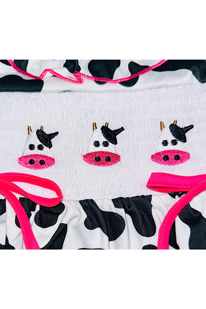 Embroidered cows baby short sleeve romper DLH2547