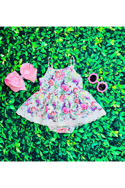 Pink & purple floral print baby dress XCH0999-4H