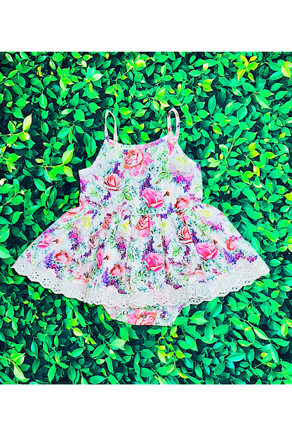 Pink & purple floral print baby dress XCH0999-4H