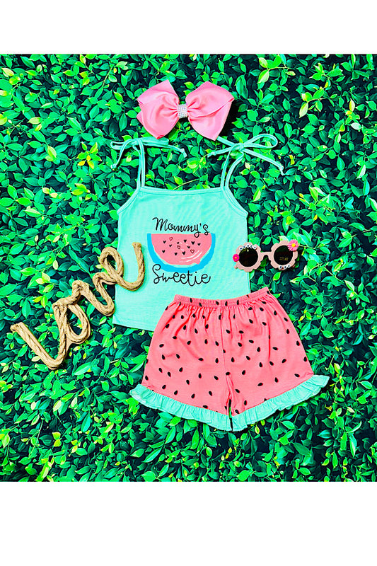 "MOMMY'S SWEETIE" watermelon 2pc set