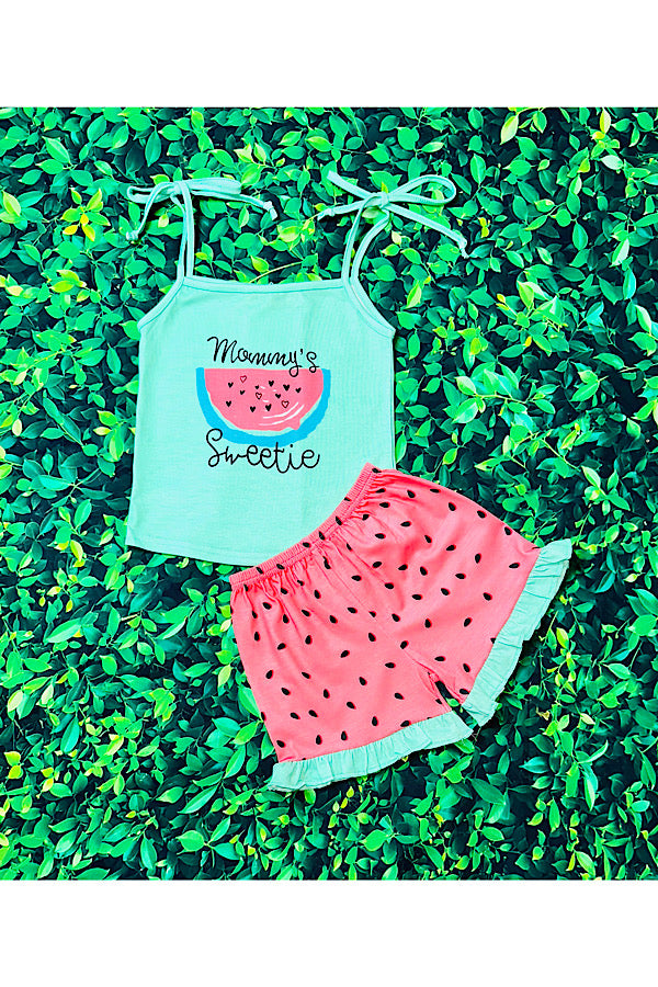 "MOMMY'S SWEETIE" watermelon 2pc set