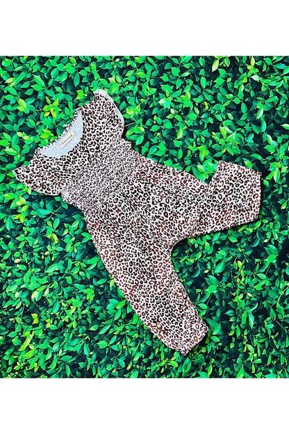 Leopard print smocked baby jumpsuit/romper XCH0999-20H