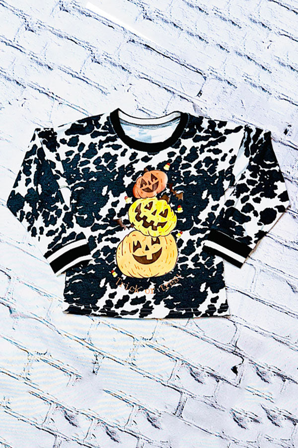 Western cow printHalloween long sleeve girls boutique top DLH0821-5