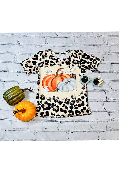 Pumpkins& cheetah print t-shirt DLH2306