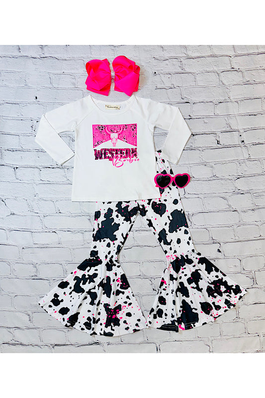 "WESTERN BARBIE" cow print 2pc set XCH0010-1H