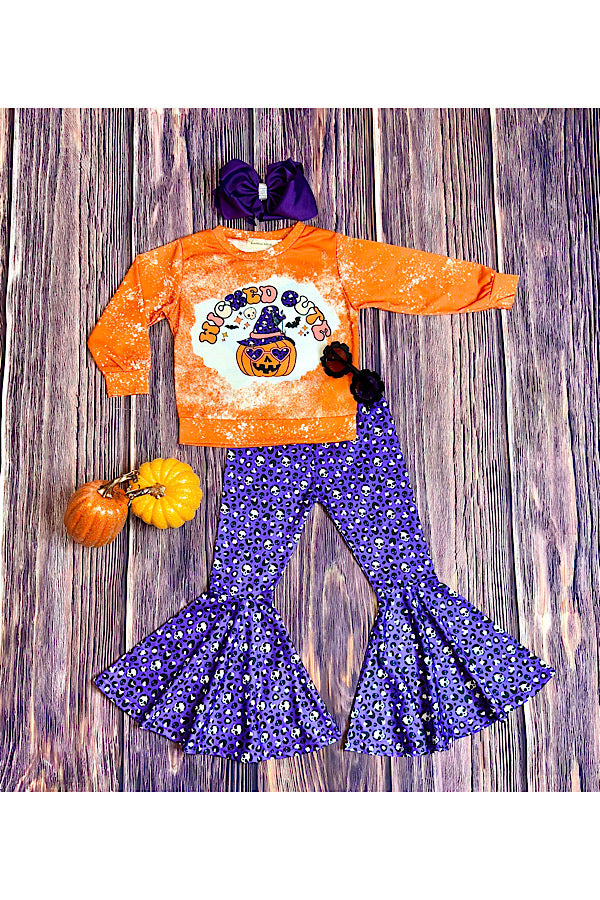 "WICKED CUTE" dark purple cheetah & skulls 2pc sweatshirt set XCH0010-6H