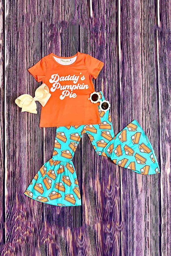 "DADDY'S PUMPKIN PIE" orange 2pc girls set X0333-28