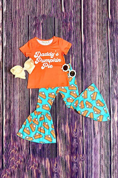 "DADDY'S PUMPKIN PIE" orange 2pc girls set X0333-28