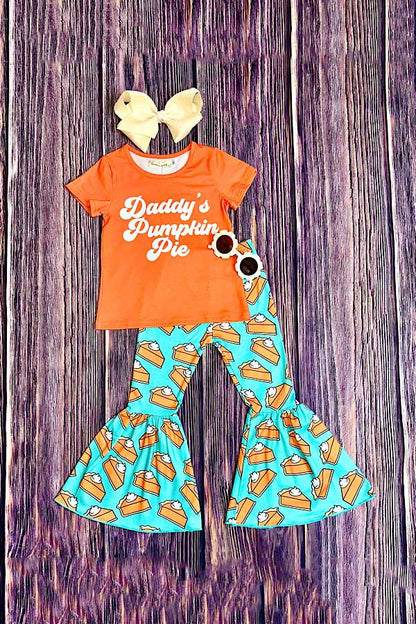 "DADDY'S PUMPKIN PIE" orange 2pc girls set X0333-28