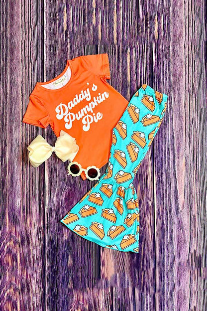 "DADDY'S PUMPKIN PIE" orange 2pc girls set X0333-28