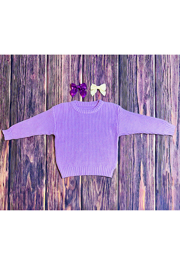 Lavender girls knit sweater 230136M