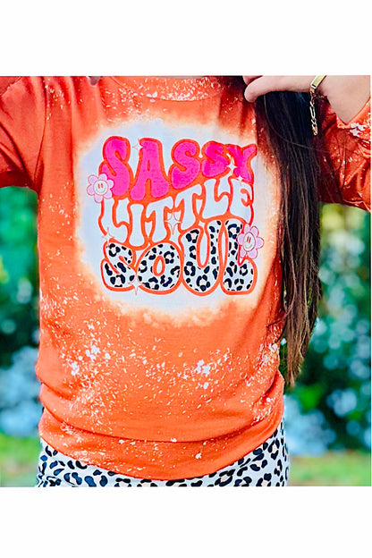 "SASSY LITTLE SOUL" orange & cheetah 2pc sweatshirt set XCH0013-21H