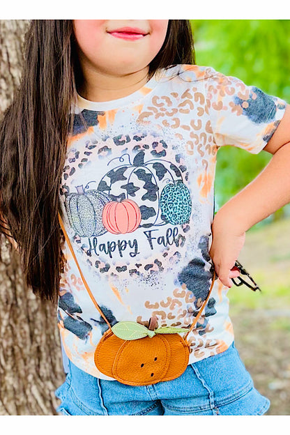 "HAPPY FALL" washed pumpkin top DLH2624