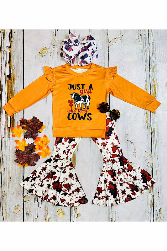 "JUST A GIRL WHO LOVES COWS" cowhide 2pc set XCH0015-27H