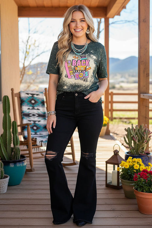 Western BACK TO THE 90`S tie dye short sleeve women top DLH13854