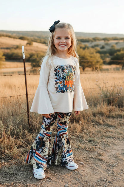 Western "hello fall" pumpkin top & cow pant halloween girls boutique set XCH0010-11H