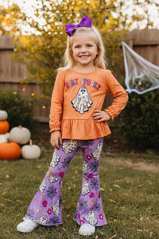 Halloween STAY SPOOKY hippie ghost girls booutique set XCH0010-13H