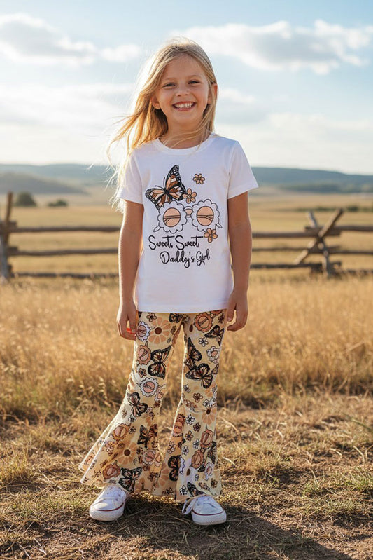 Western Sweet Daddy's girl butterfly & sunglasses girls boutique set XCH0010-24H