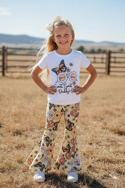Western Sweet Daddy's girl butterfly & sunglasses girls boutique set XCH0010-24H