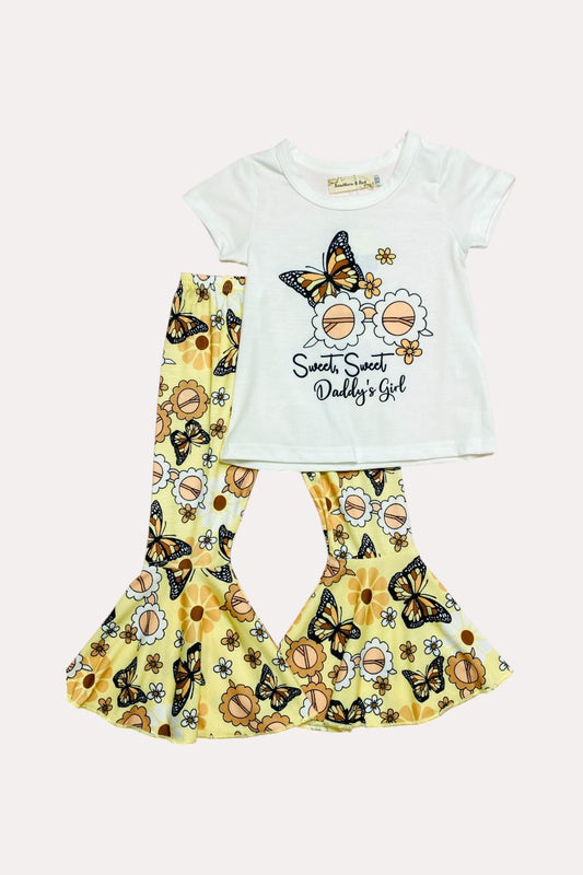 X0010-24 Sweet Daddy's girl butterfly & sunglasses 2pcs girls sets