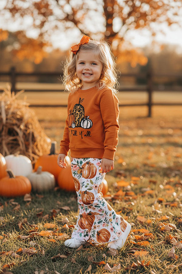 Halloween "IT'S FALL Y'ALL" orange pumpkins girls boutique set XCH0010-4H