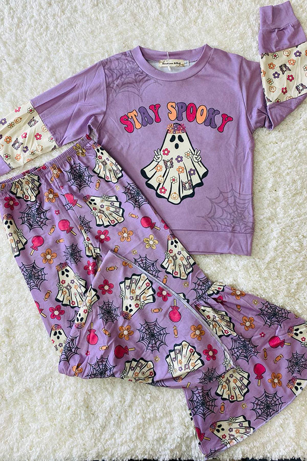 "STAY SPOOKY" light purple hippie ghost 2pc set XCH0010-7H