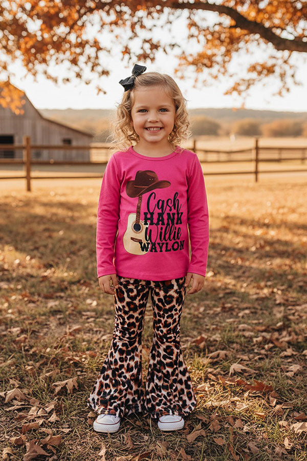 Cash hank willil waylon top leopard pant girls boutique set XCH0013-18H