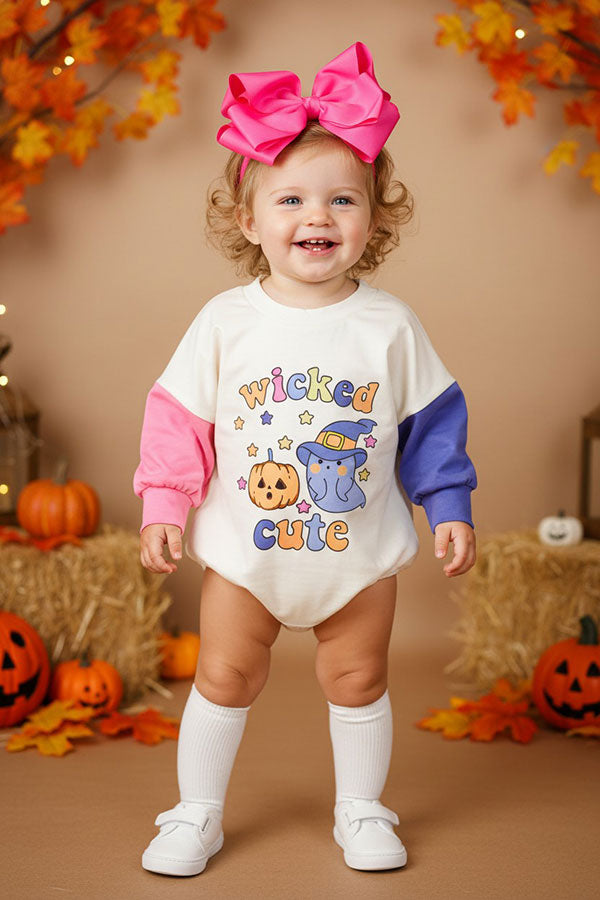 Halloween "wicked cute" pumpkin & ghost oversize boutique baby onesie XCH0014-1H