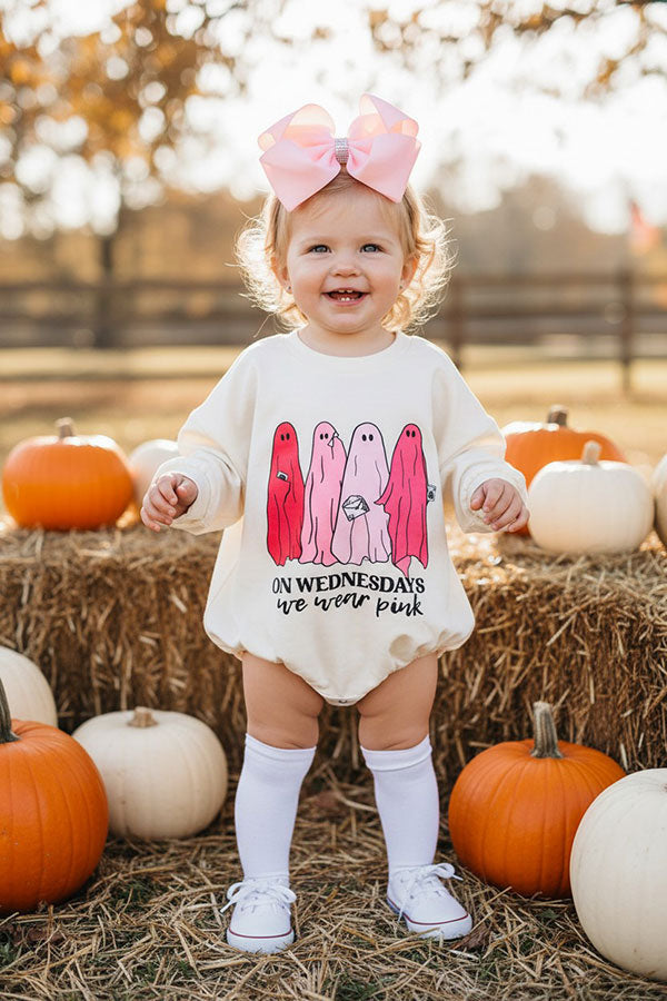 Halloween ghost long sleeve infant baby's boutique onesies XCH0014-3H