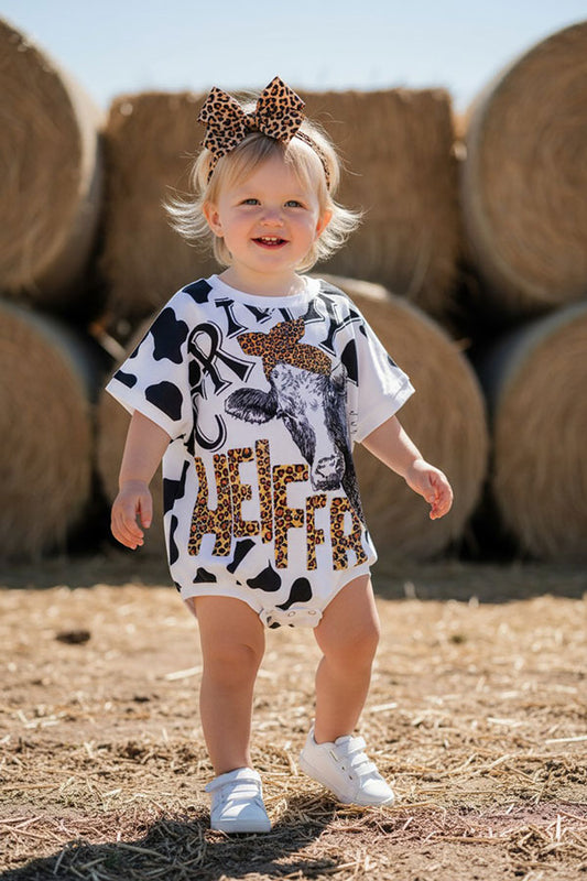 Western Leopard Cow oversize boutique infant baby onesie XCH0014-8H