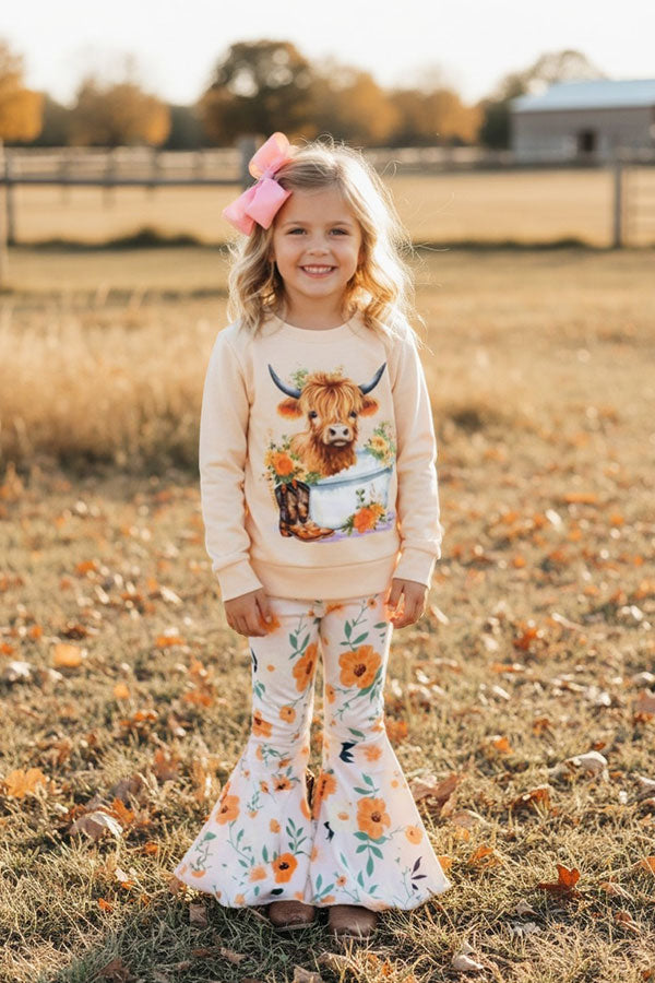 Western pullover sweatshirt floral pant girls boutique set XCH0015-11H