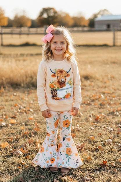 Western pullover sweatshirt floral pant girls boutique set XCH0015-11H