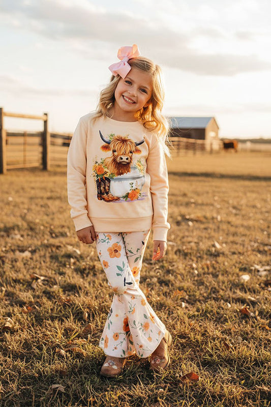 Western pullover sweatshirt floral pant girls boutique set XCH0015-11H