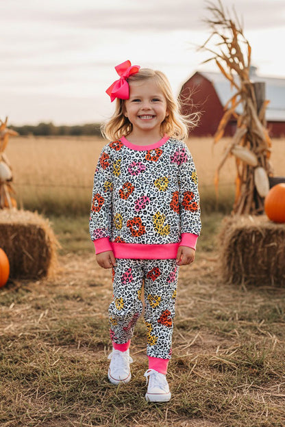 Western leopard & floral top pant girls boutique set XCH0015-13H