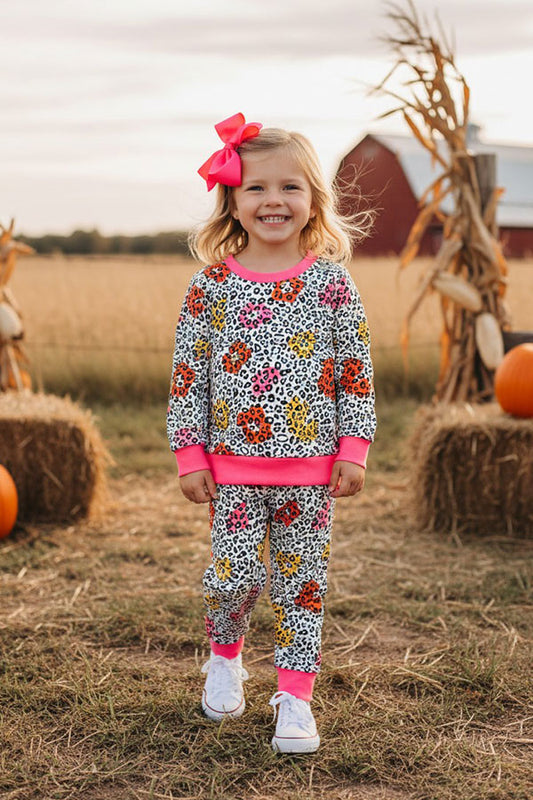 Western leopard & floral top pant girls boutique set XCH0015-13H