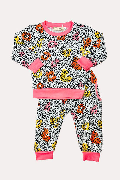 Western leopard & floral top pant girls boutique set XCH0015-13H