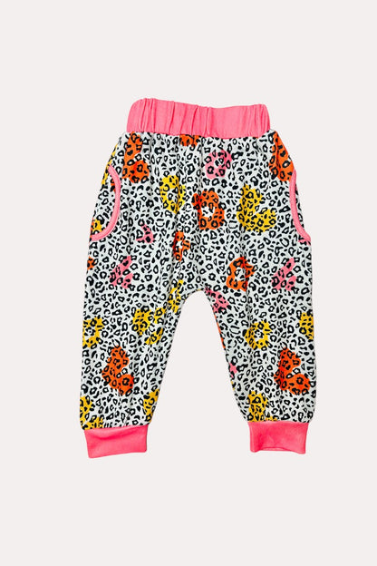 X0015-13 multicolor leopard print sweatpants 2pc western girls sets