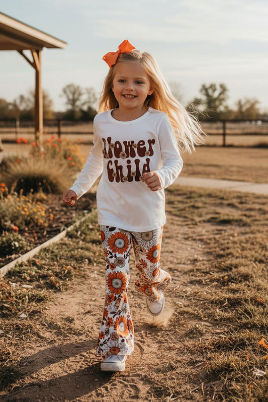 Western "FLOWER CHILD" floral print top & pant girls boutique set XCH0015-22H