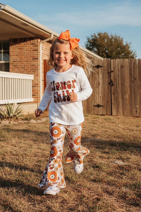 Western "FLOWER CHILD" floral print top & pant girls boutique set XCH0015-22H