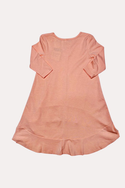 X0020-6 Pink long style high-low long sleeve girls dress