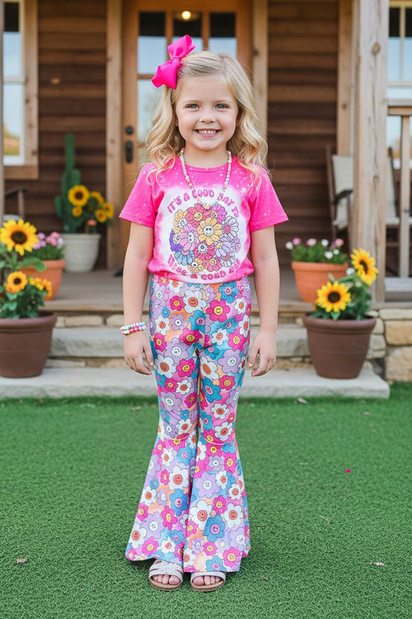 IT'S A GOOD DAY TO HAVE A GOOD DAY floral girls boutique set XCH0333-10H