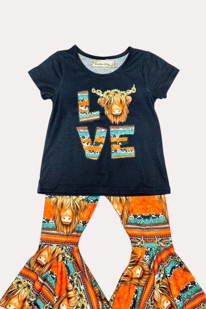 X0333-22 Serape & cow prints 2pcs western girls sets