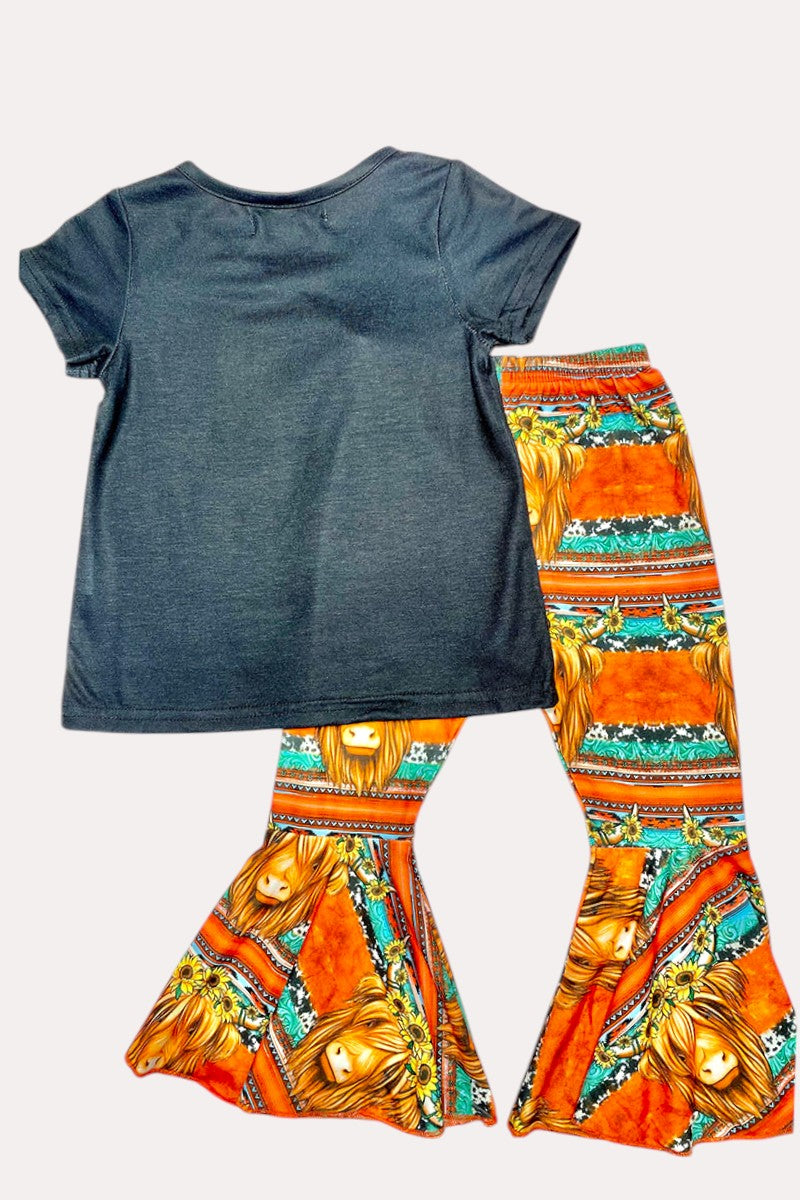 X0333-22 Serape & cow prints 2pcs western girls sets