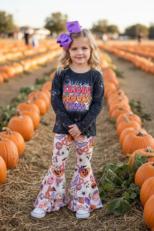 Halloween "THICK THIGHS SPOOKY VIBES" girls boutique set XCH0333-29H