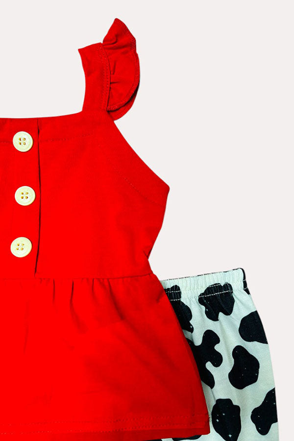 Western red top & cow bell bottom girls boutique set XCH0333-6H