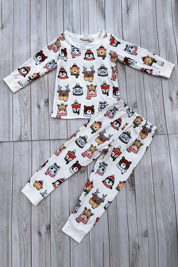 Chic animal print top and pant pajamas unisex kids boutique set XCH04077