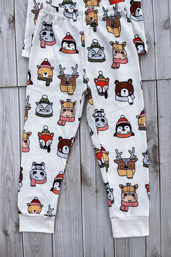 Chic animal print top and pant pajamas unisex kids boutique set XCH04077