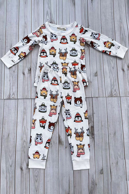 Chic animal print top and pant pajamas unisex kids boutique set XCH04077