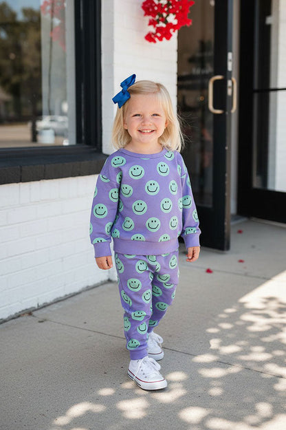 Western mint smile face long sleeve sweatshirt & pant girls boutique set XCH04079