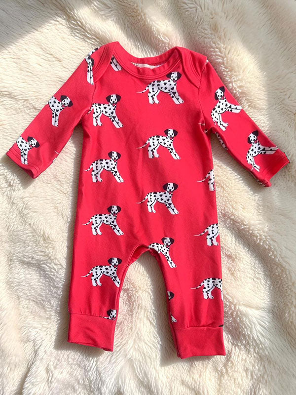 Western dogs printed unisex baby boutique romper w/snap buttons XCH05074